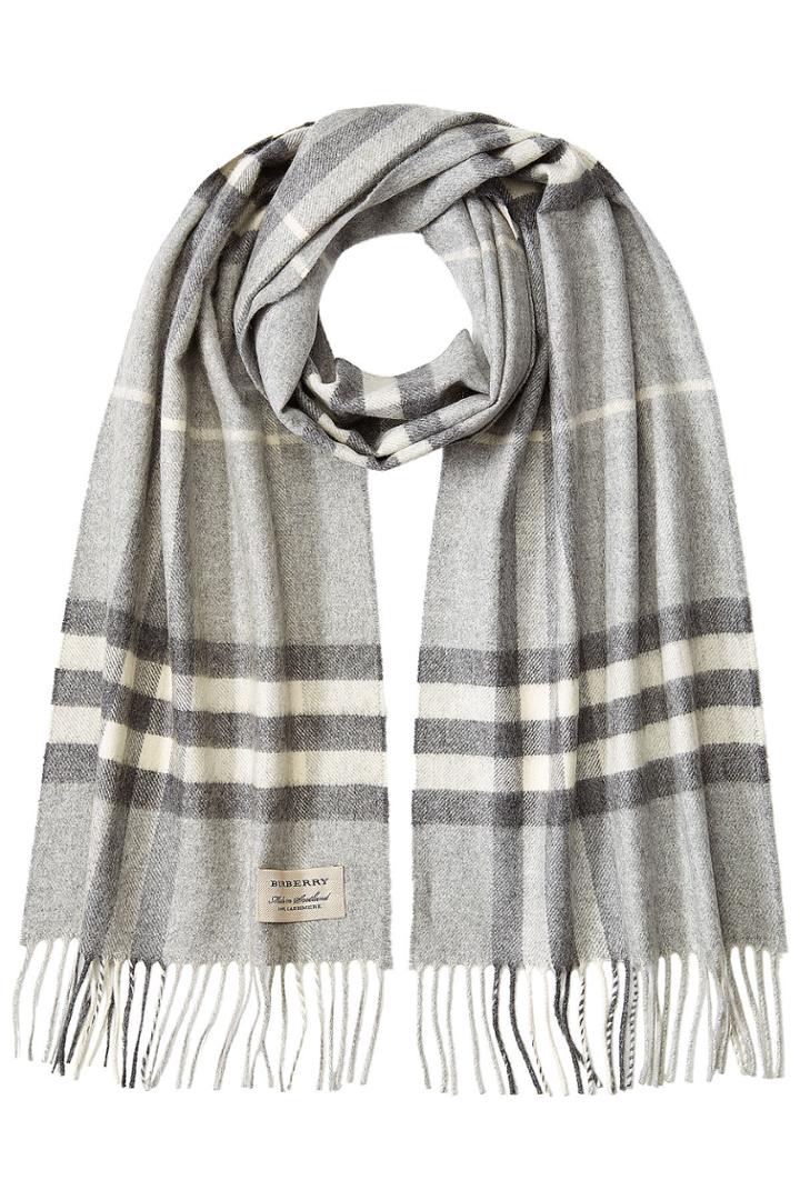 Burberry Shoes & Accessories Burberry Shoes & Accessories Giant Icon Checked Cashmere Scarf - Grey