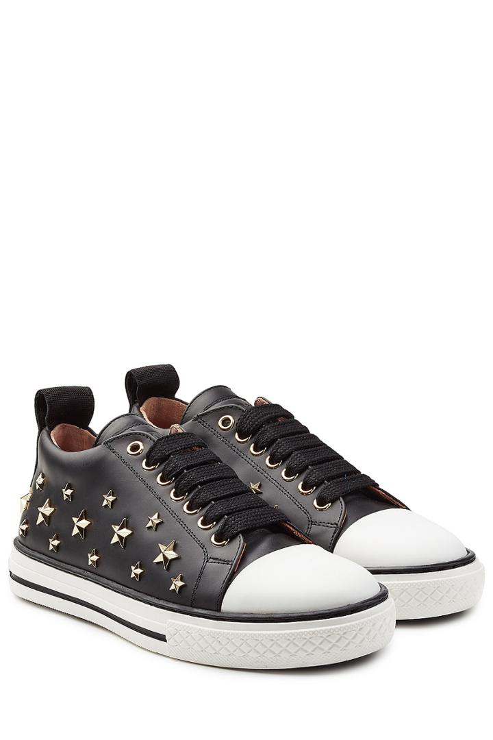Red Valentino Red Valentino Embellished Leather Sneakers - Black