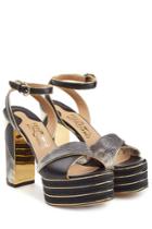 Salvatore Ferragamo Salvatore Ferragamo Embossed Leather Platform Sandals - Multicolor