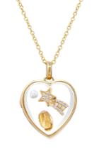 Loquet Loquet 14kt Heart Locket With Citrine, Pearl And Diamonds