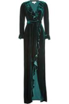 Dhela Dhela Velvet Gown With Ruffled Trims