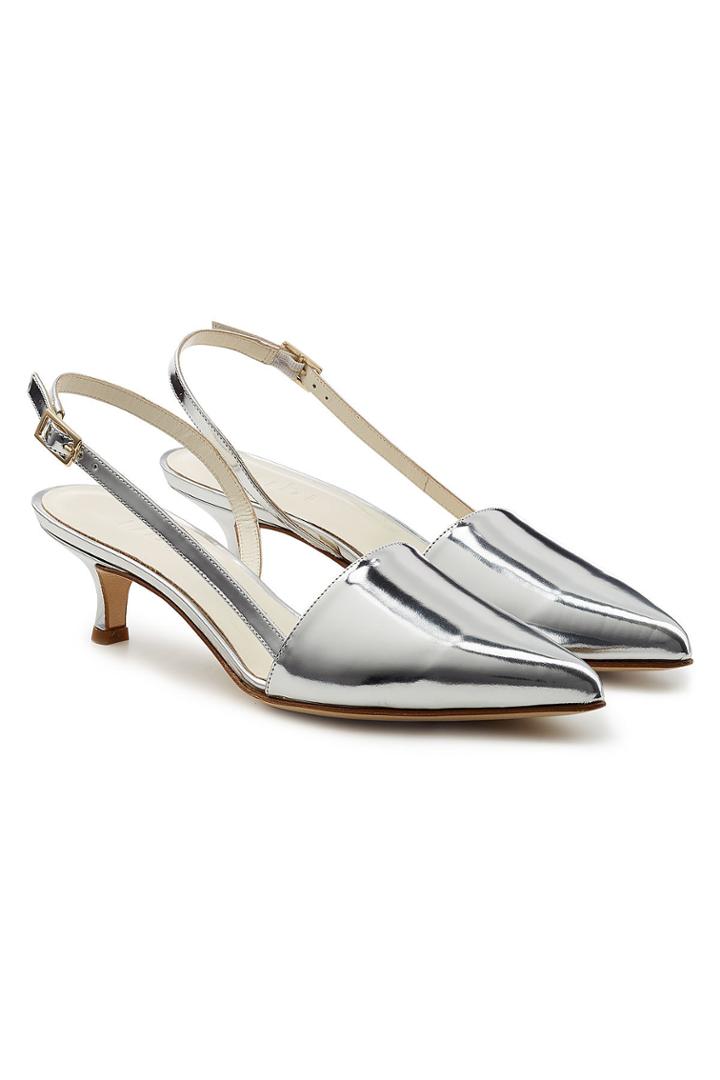 Tibi Tibi Simon Metallic Leather Slingback Pumps