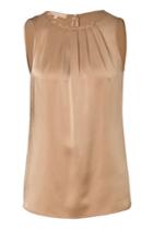Michael Kors Collection Michael Kors Collection Satin Charmeuse Pleated Neck Shell - Gold