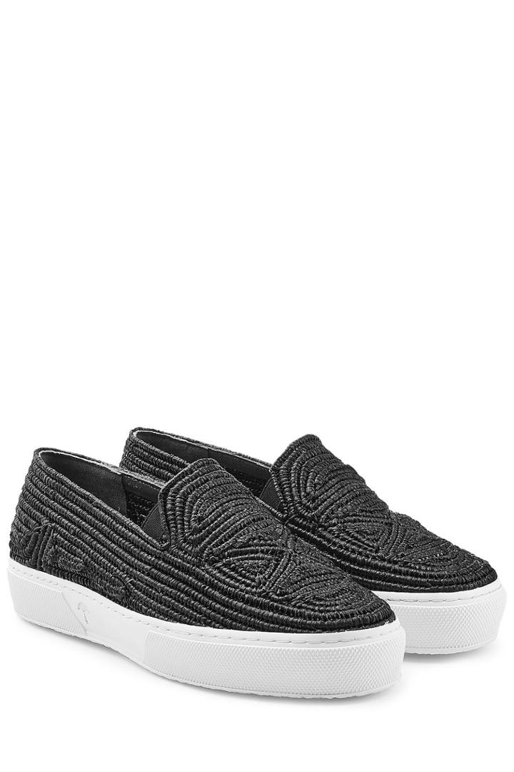 Robert Clergerie Robert Clergerie Woven Raffia Platform Slip-ons