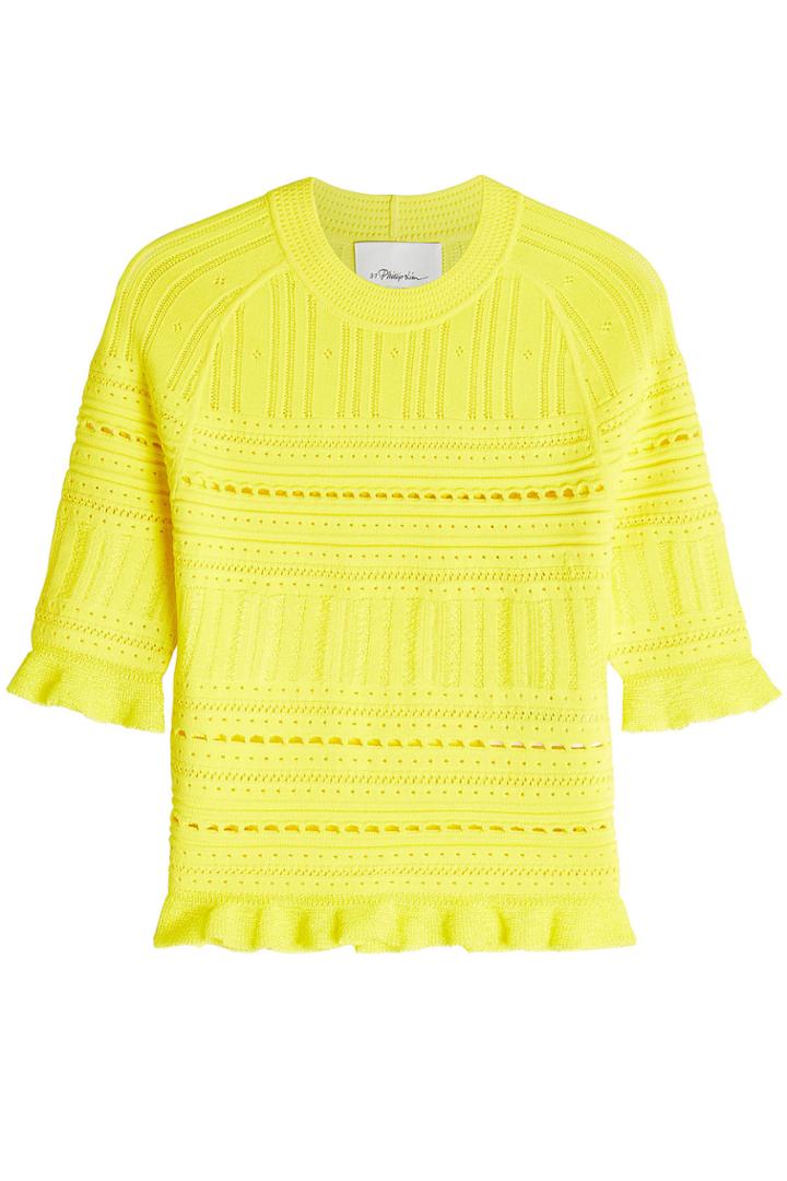 3.1 Phillip Lim 3.1 Phillip Lim Crochet Knit Top With Flutter Trim