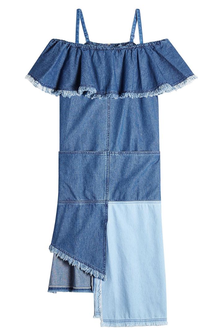 Sjyp Sjyp Denim Dress With Asymmetric Hemline