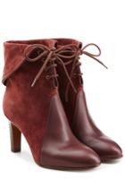 Chloé Chloé Suede And Leather Lace-up Boots - Red