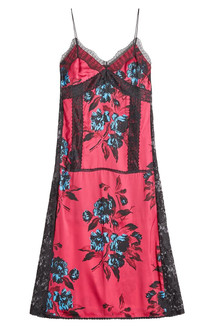 Mcq Alexander Mcqueen Mcq Alexander Mcqueen Printed Satin Dress With Lace