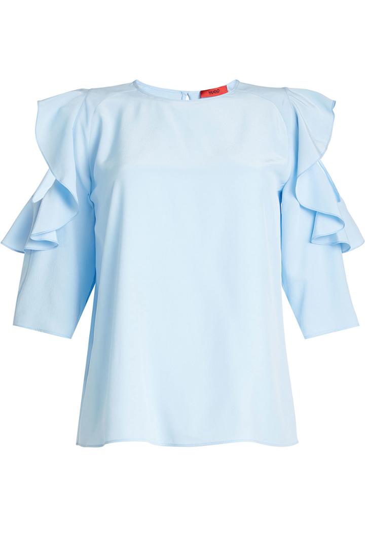 Hugo Hugo Silk Blouse With Ruffled Sleeves