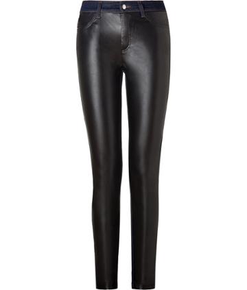 Mcq Alexander Mcqueen Dark Blue Faux Leather Front Skinny Jeans