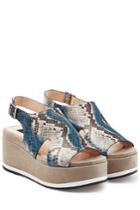 Steffen Schraut Steffen Schraut Embossed Leather Platform Sandals - Multicolor