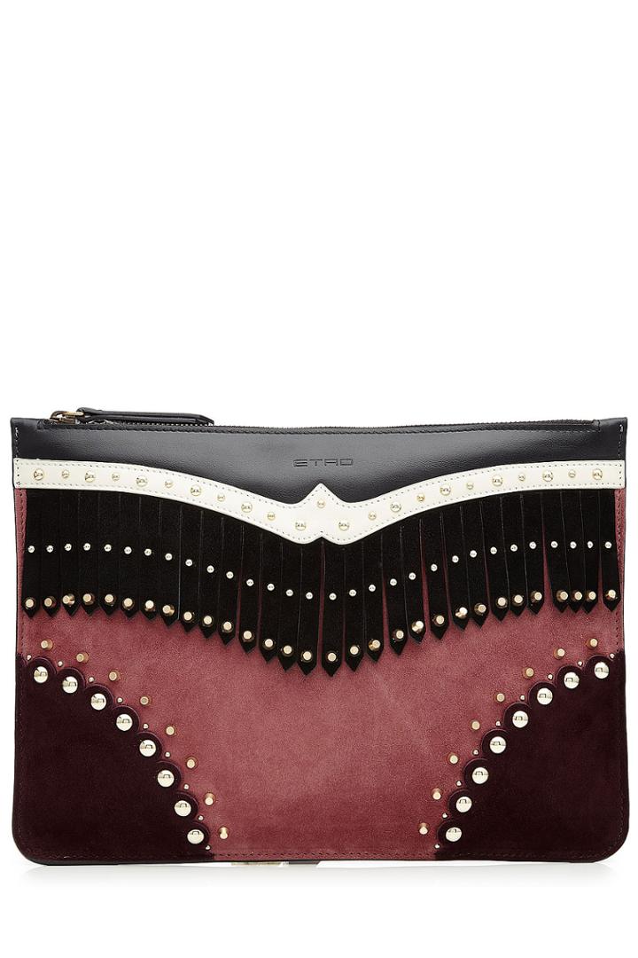Etro Etro Embellished Clutch With Leather And Suede - Multicolor