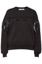 Philosophy Di Lorenzo Serafini Philosophy Di Lorenzo Serafini Printed Cotton Sweatshirt With Fringe