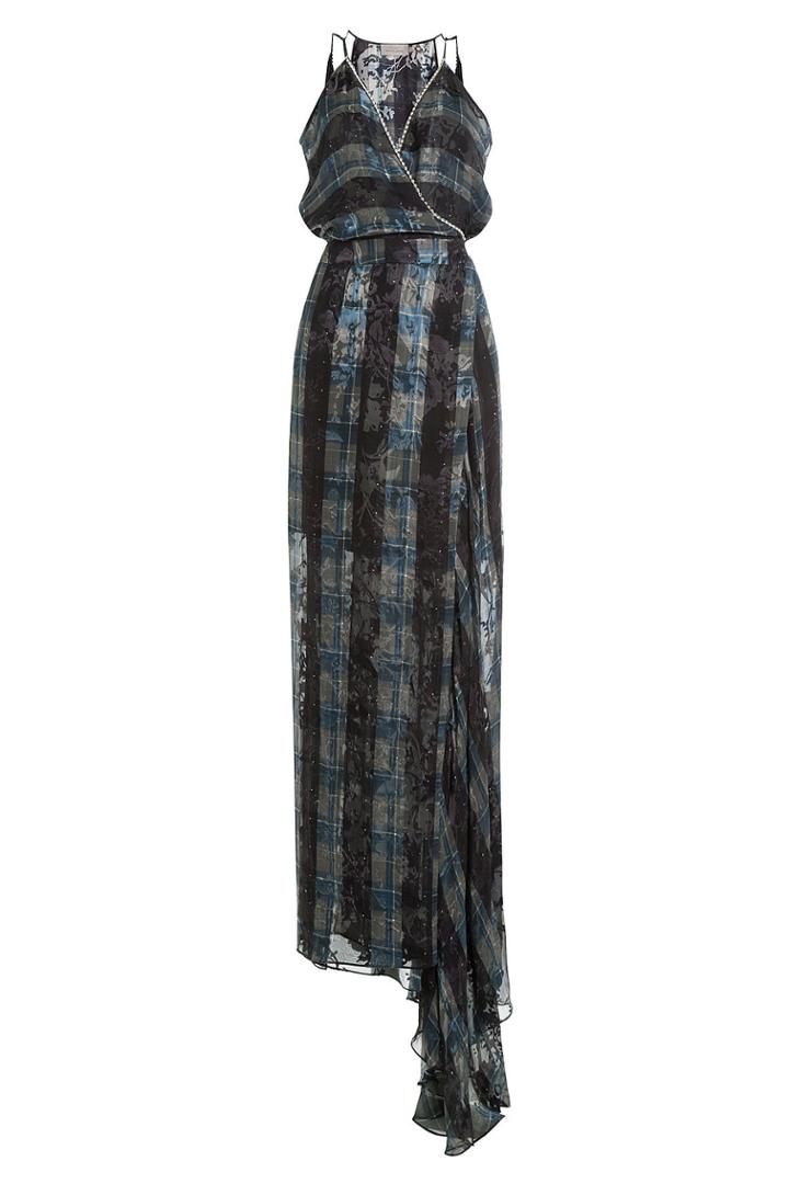 Preen Preen Printed Floor Length Dress With Embellishment - Grey