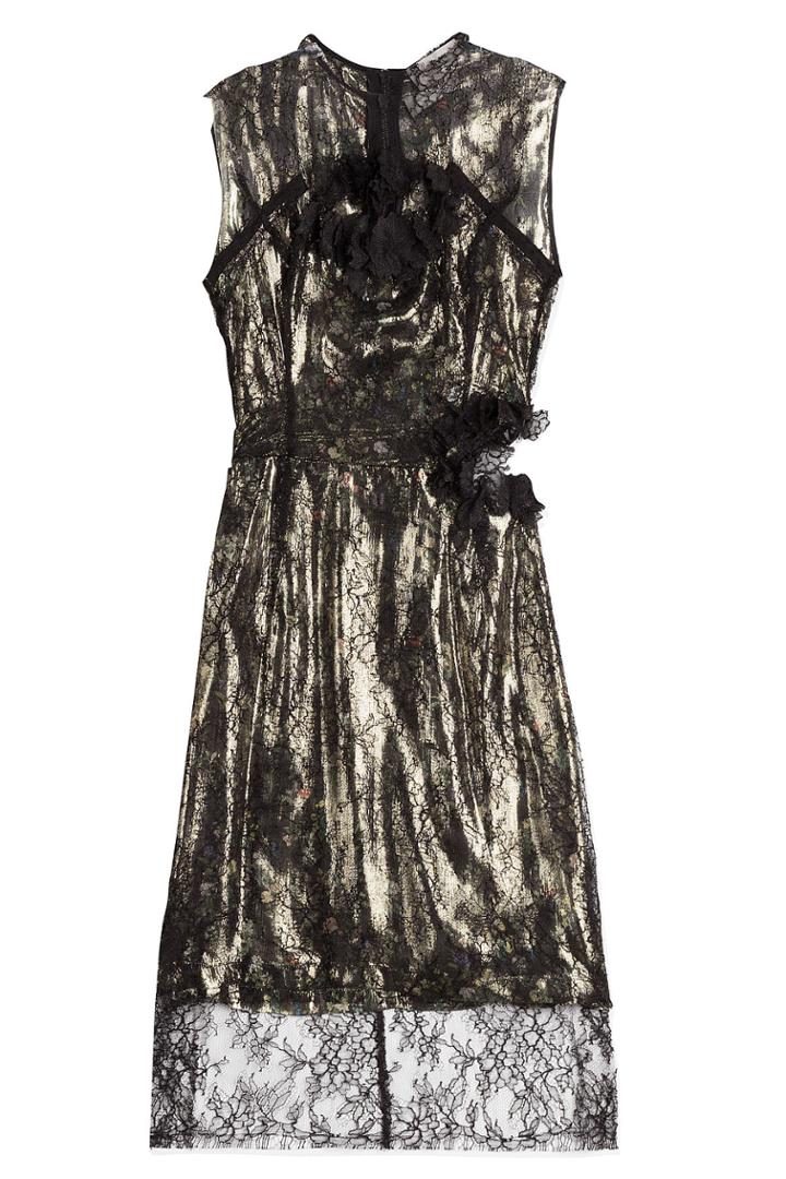 Preen Preen Lace Lamé Dress - Black