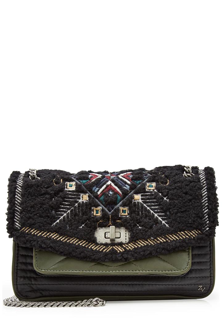 Zadig & Voltaire Zadig & Voltaire Skinny Love Shearling Shoulder Bag - Black
