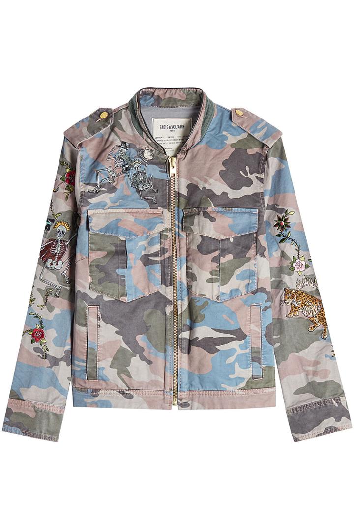 Zadig & Voltaire Zadig & Voltaire Embroidered Camouflage Print Jacket