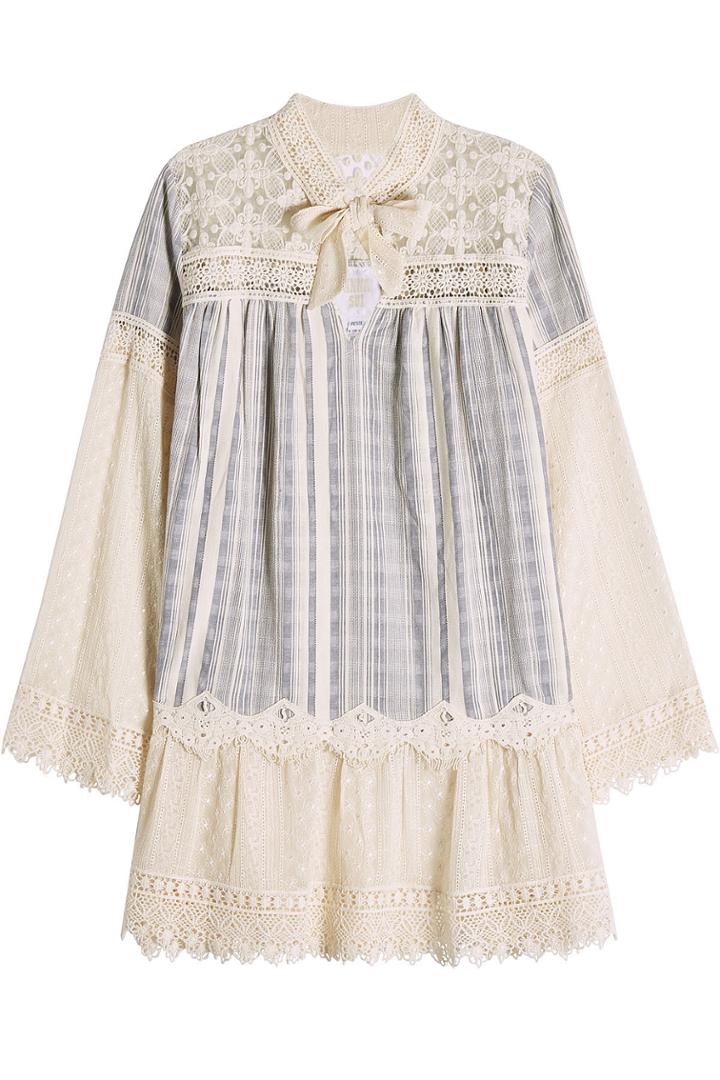 Anna Sui Anna Sui Cotton Dress With Embroidery And Lace