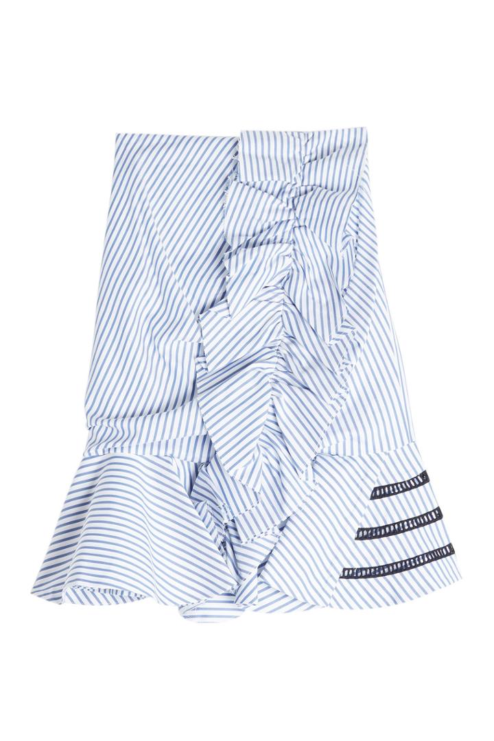 Caroline Constas Caroline Constas Striped Cotton Skirt With Ladder Trims