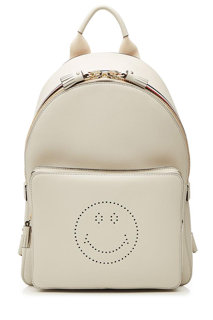 Anya Hindmarch Anya Hindmarch Mini Smiley Leather Backpack - Beige