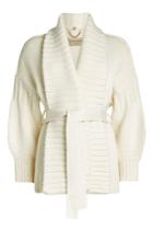 Burberry London Burberry London Belted Wool Cardigan With Cashmere - White