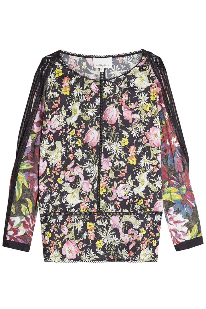 3.1 Phillip Lim 3.1 Phillip Lim Printed Silk Blouse With Slits Through Sleeves