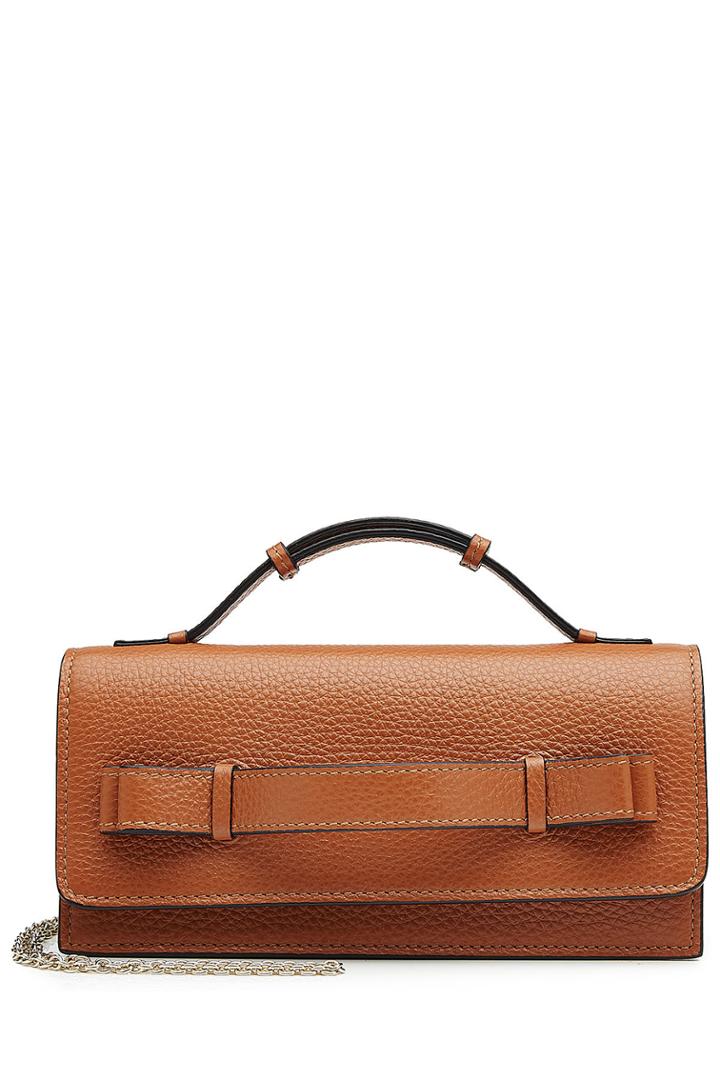 R.e.d. Valentino R.e.d. Valentino Leather Shoulder Bag With Chain - Brown