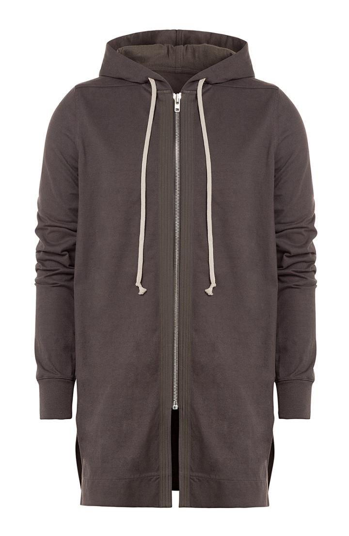Rick Owens Men Zipped Cotton Hoodie
