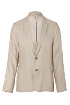 Michael Kors Michael Kors Khaki Two Button Linen Blazer - Beige