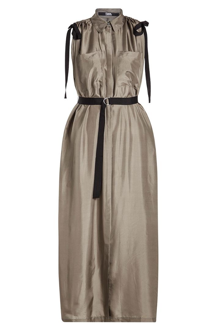 Karl Lagerfeld Karl Lagerfeld Silk Maxi Shirt Dress