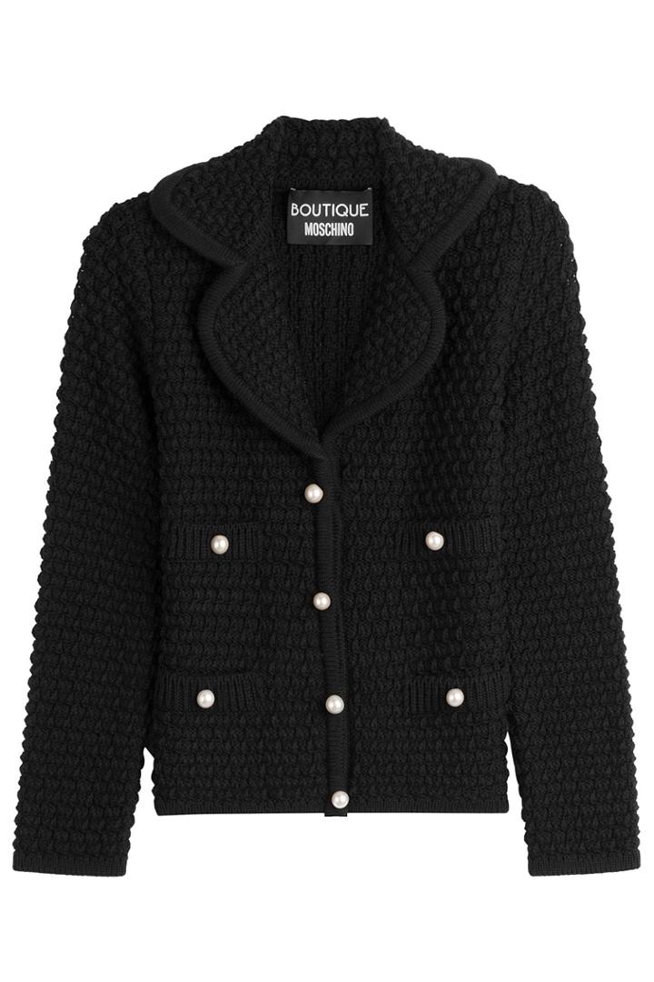 Boutique Moschino Boutique Moschino Virgin Wool Cardigan With Faux Pearls - Black