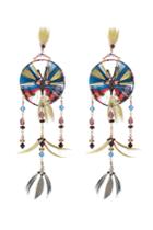 Valentino Valentino Feather And Bead Embellished Earrings - Multicolor