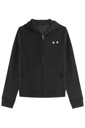 Marc By Marc Jacobs X Disney Marc By Marc Jacobs X Disney Googley Eye Embellished Zipped Cotton Hoody - Black