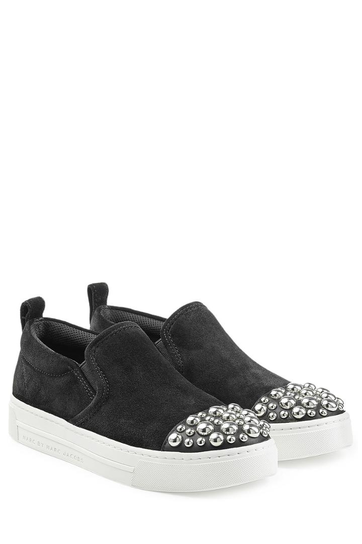Marc By Marc Jacobs Marc By Marc Jacobs Embellished Suede Slip-on Sneakers - Black