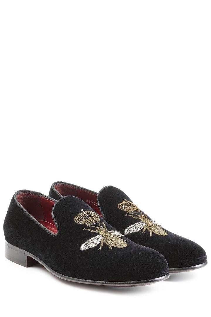 Dolce & Gabbana Dolce & Gabbana Embroidered Velvet Slippers