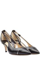 Paul Andrew Leather Low Heel Pumps With Metallic Detail