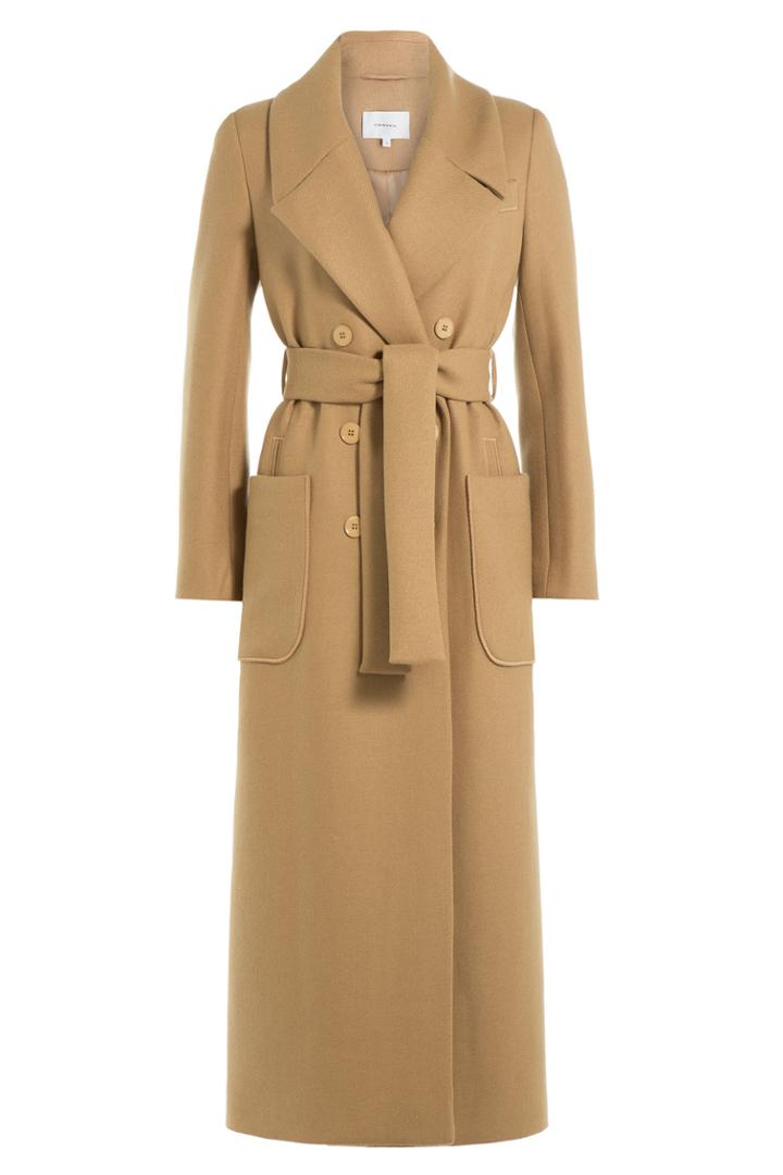 Carven Carven Ankle Length Coat With Wool - Camel