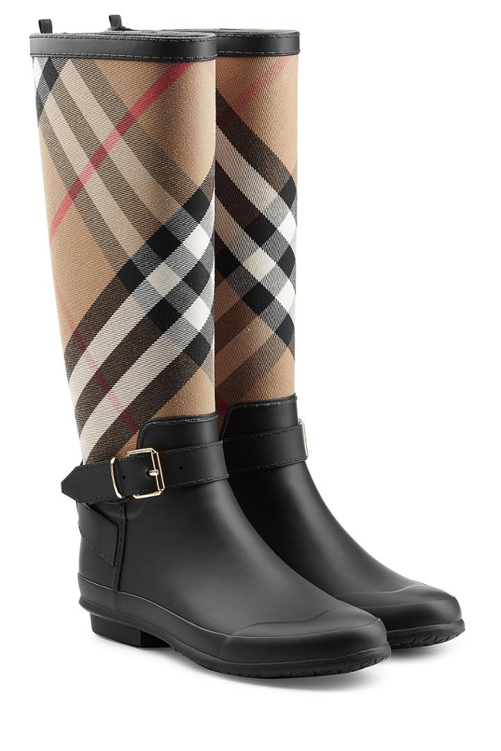 Burberry Shoes & Accessories Burberry Shoes & Accessories Rain Boots With Printed Fabric - Black