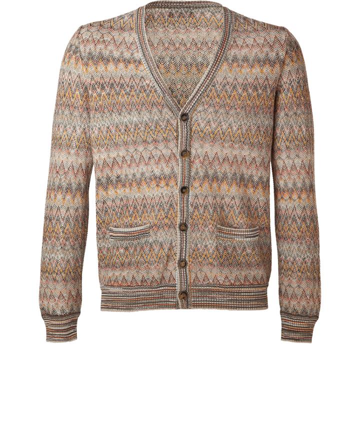 Missoni Stone/mandarin Cotton-linen-blend Cardigan