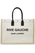 Saint Laurent Saint Laurent Rive Gauche Linen Tote With Leather