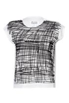 Maison Margiela Maison Margiela Cap Sleeve Top With Knit Detail In White/black - Black