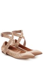 Valentino Valentino Leather Ballet Flats With Ankle Straps - Beige