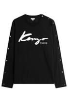 Kenzo Kenzo Cotton Logo Sweatshirt With Snapped Sleeves - Black