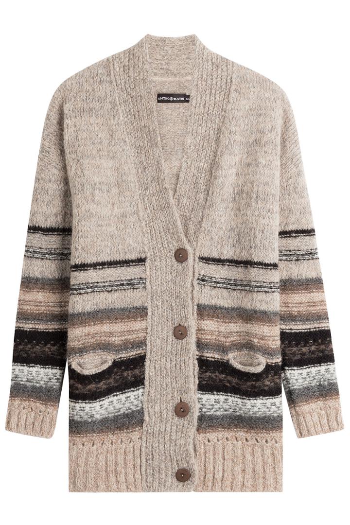 Antik Batik Antik Batik Alpaca Cardigan With Stripes - Orange
