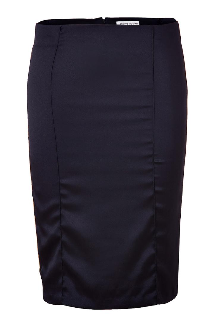 Sophie Theallet Black/gold Piped Silk Satin Pencil Skirt