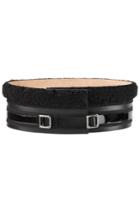Carven Carven Shearling And Leather Belt - Black