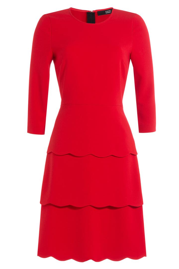 Steffen Schraut Steffen Schraut Three-quarter Sleeve Tiered Dress - Red