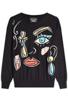Boutique Moschino Boutique Moschino Printed Pullover With Virgin Wool And Cotton - Black