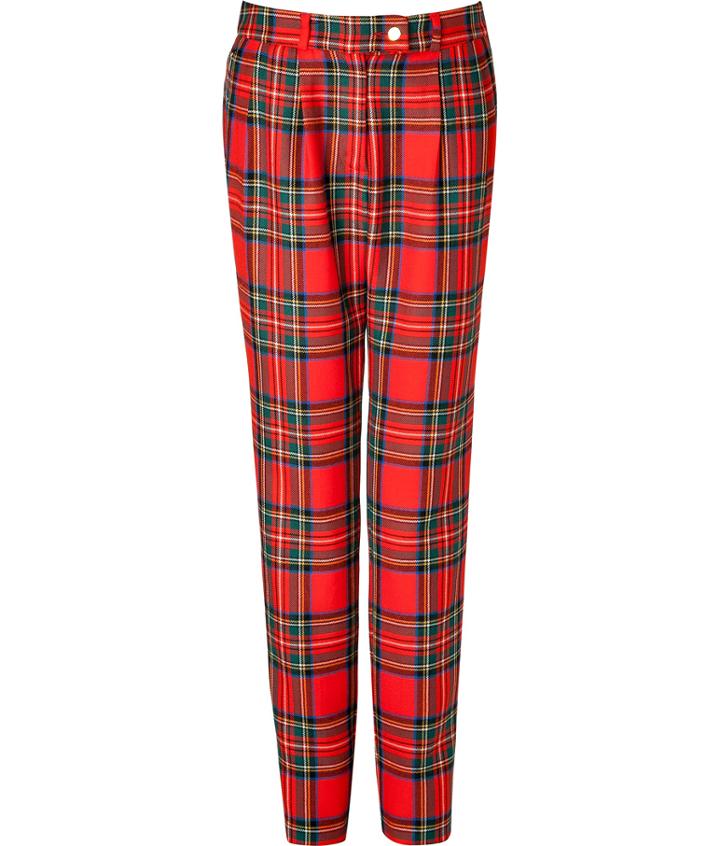 Preen Wool Bo Pants In Red Tartan