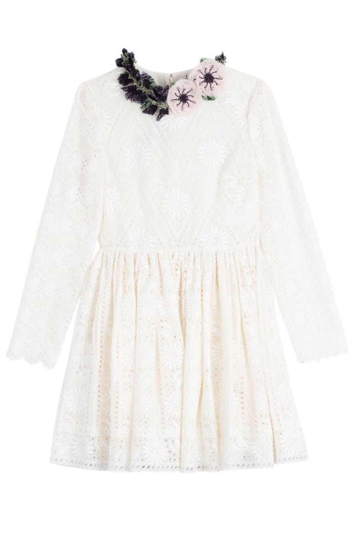 Valentino Valentino Lace Dress With Floral Neckline - None